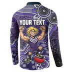 Personalized Freo Football Mascot Button Sweatshirt Aboriginal Dot Art Style Vibrant Indigenous Pattern Design