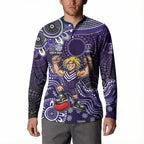 Personalized Freo Football Mascot Button Sweatshirt Aboriginal Dot Art Style Vibrant Indigenous Pattern Design