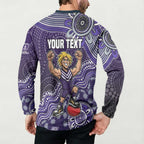 Personalized Freo Football Mascot Button Sweatshirt Aboriginal Dot Art Style Vibrant Indigenous Pattern Design