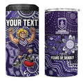 Personalized Freo Football Mascot 4 in 1 Can Cooler Tumbler Aboriginal Dot Art Style Vibrant Indigenous Pattern Design