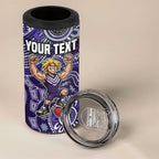 Personalized Freo Football Mascot 4 in 1 Can Cooler Tumbler Aboriginal Dot Art Style Vibrant Indigenous Pattern Design