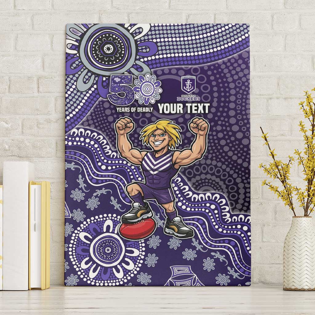 Personalized Freo Football Mascot Canvas Wall Art Aboriginal Dot Art Style Vibrant Indigenous Pattern Design