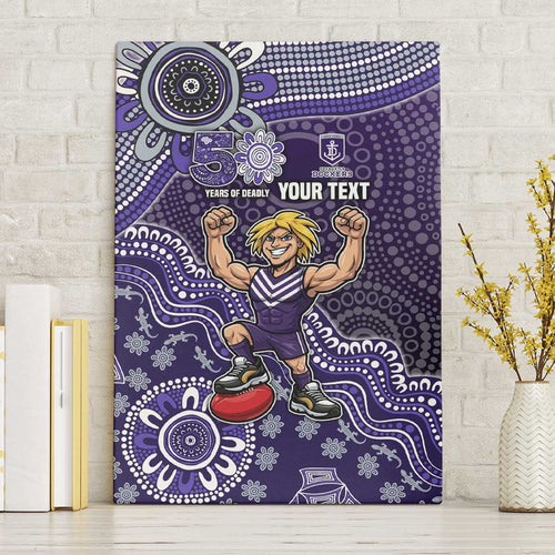 Personalized Freo Football Mascot Canvas Wall Art Aboriginal Dot Art Style Vibrant Indigenous Pattern Design