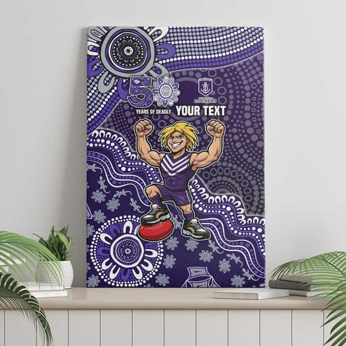 Personalized Freo Football Mascot Canvas Wall Art Aboriginal Dot Art Style Vibrant Indigenous Pattern Design