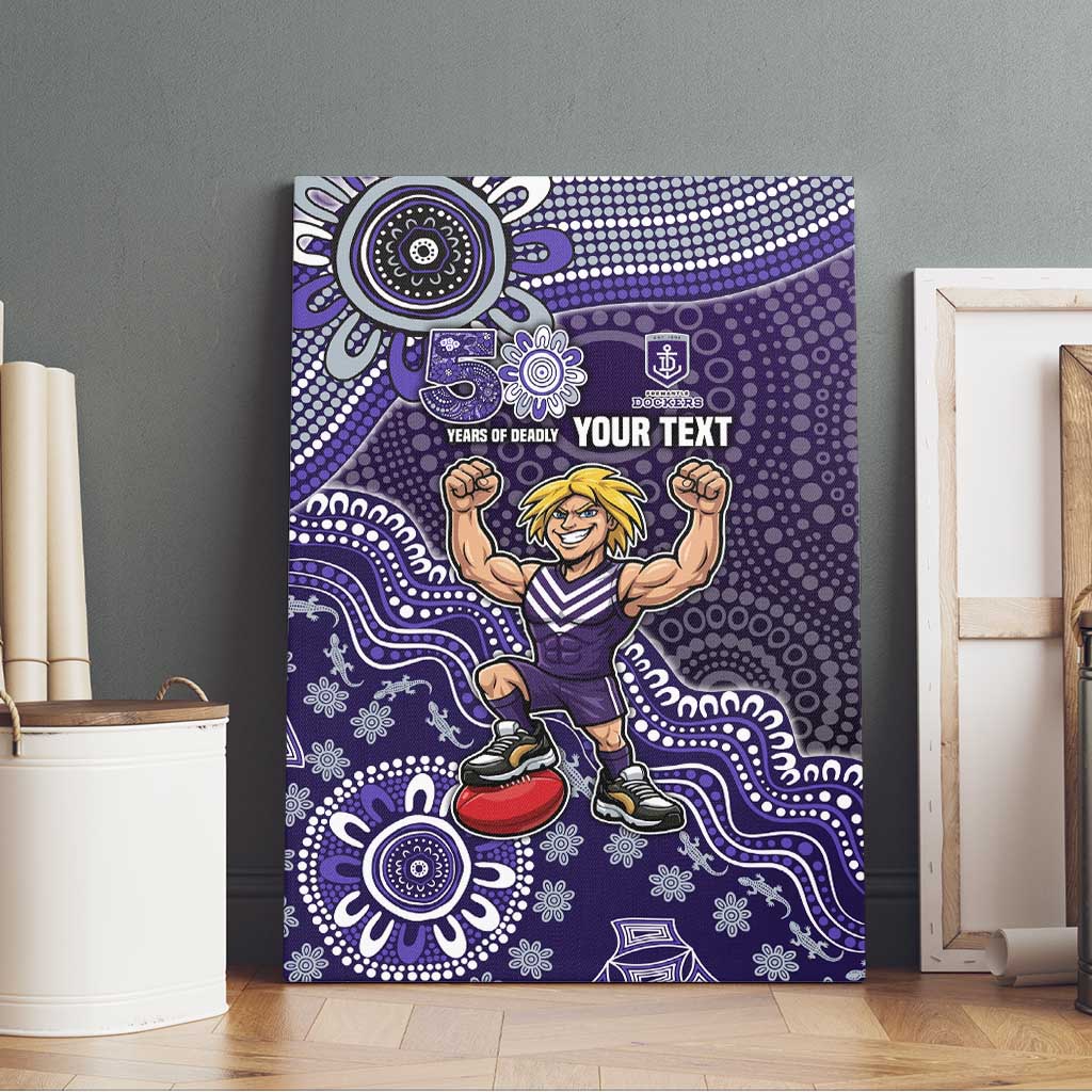 Personalized Freo Football Mascot Canvas Wall Art Aboriginal Dot Art Style Vibrant Indigenous Pattern Design