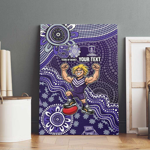 Personalized Freo Football Mascot Canvas Wall Art Aboriginal Dot Art Style Vibrant Indigenous Pattern Design