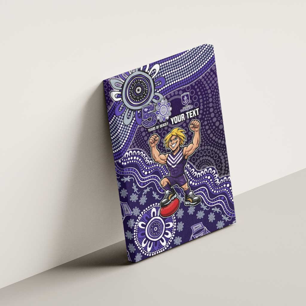 Personalized Freo Football Mascot Canvas Wall Art Aboriginal Dot Art Style Vibrant Indigenous Pattern Design