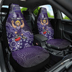 Personalized Freo Football Mascot Car Seat Cover Aboriginal Dot Art Style Vibrant Indigenous Pattern Design