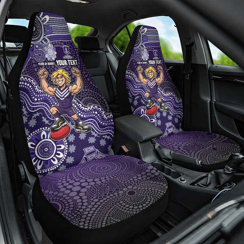 Personalized Freo Football Mascot Car Seat Cover Aboriginal Dot Art Style Vibrant Indigenous Pattern Design