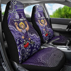 Personalized Freo Football Mascot Car Seat Cover Aboriginal Dot Art Style Vibrant Indigenous Pattern Design