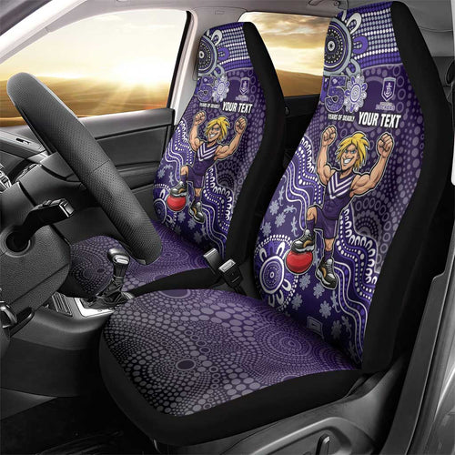 Personalized Freo Football Mascot Car Seat Cover Aboriginal Dot Art Style Vibrant Indigenous Pattern Design