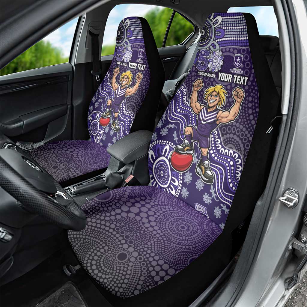 Personalized Freo Football Mascot Car Seat Cover Aboriginal Dot Art Style Vibrant Indigenous Pattern Design
