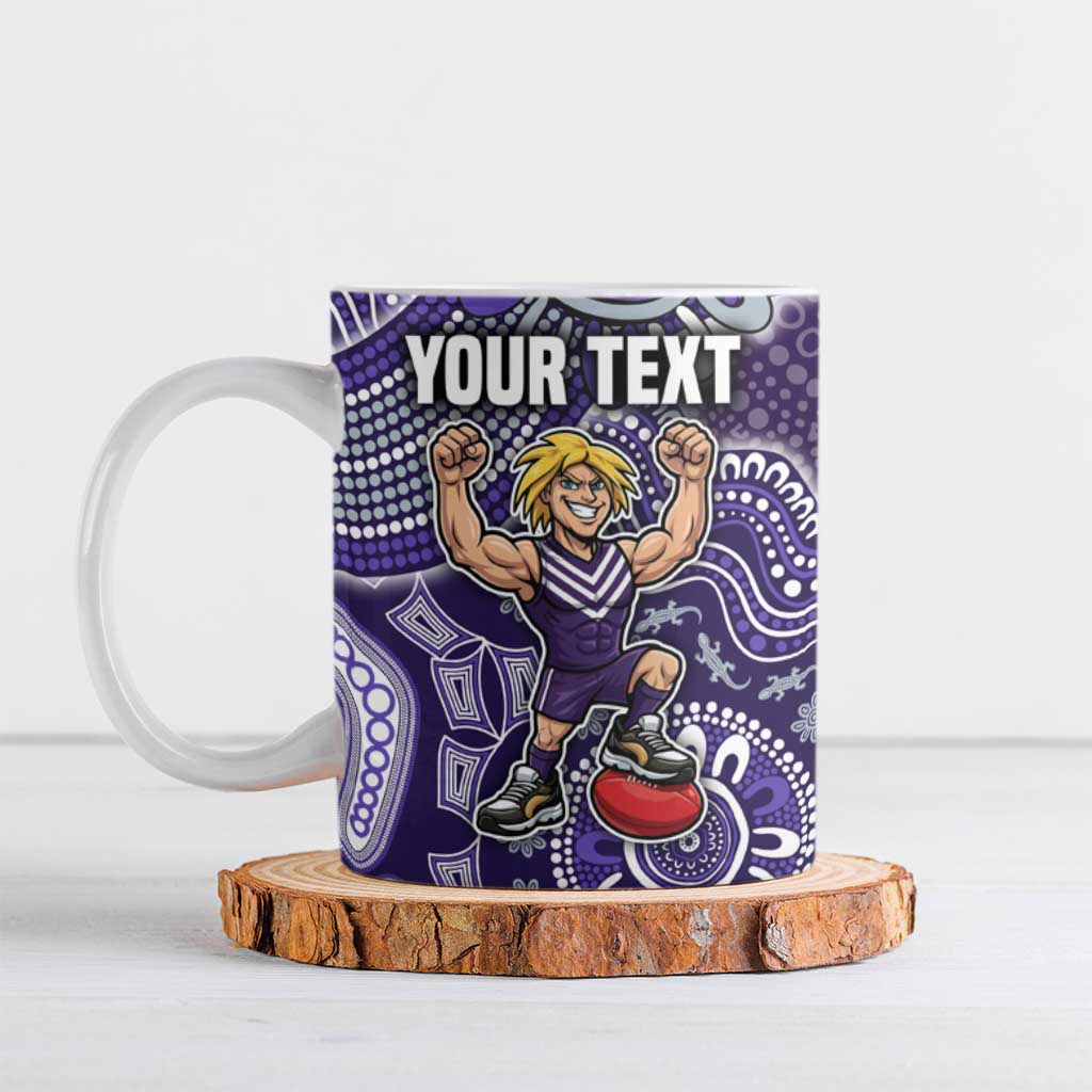 Personalized Freo Football Mascot Ceramic Mug Aboriginal Dot Art Style Vibrant Indigenous Pattern Design