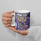 Personalized Freo Football Mascot Ceramic Mug Aboriginal Dot Art Style Vibrant Indigenous Pattern Design