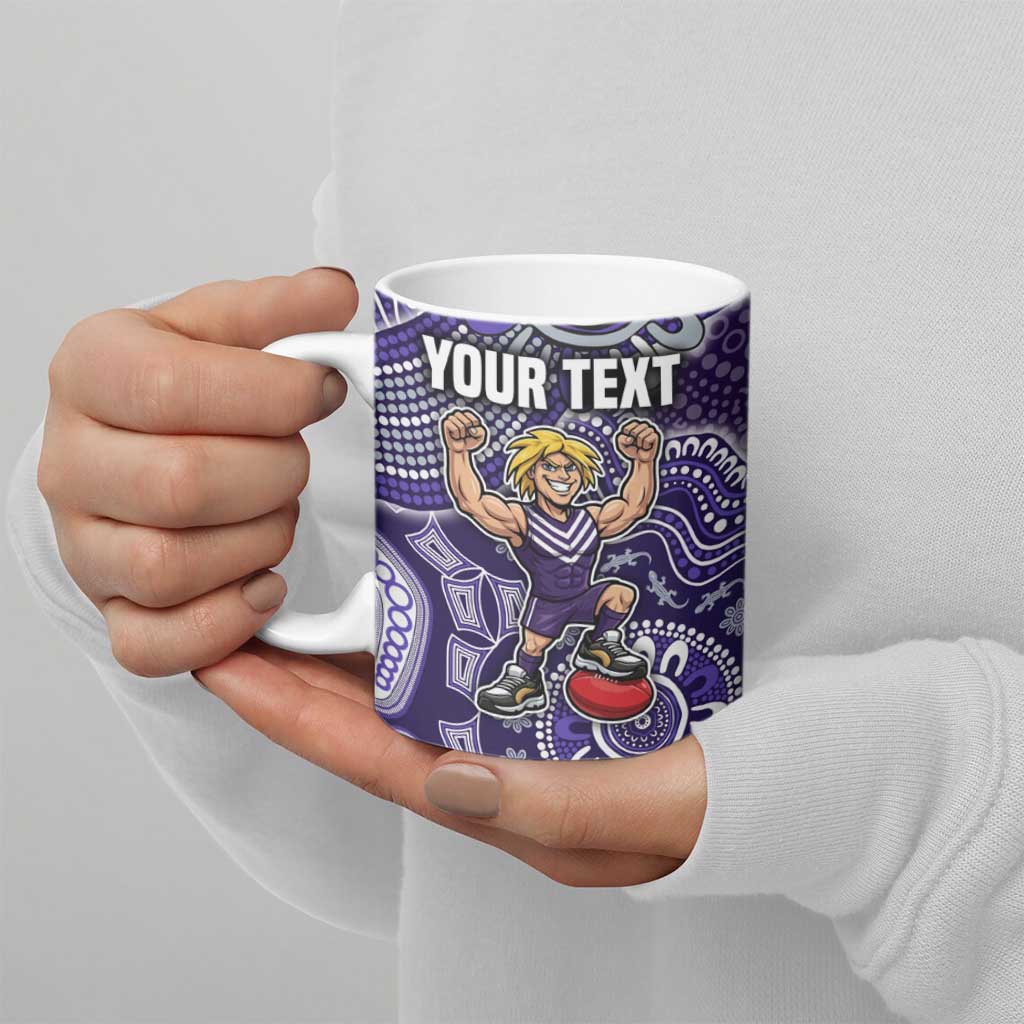 Personalized Freo Football Mascot Ceramic Mug Aboriginal Dot Art Style Vibrant Indigenous Pattern Design