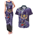 Personalized Freo Football Mascot Couples Matching Tank Maxi Dress and Hawaiian Shirt Aboriginal Dot Art Style Vibrant Indigenous Pattern Design
