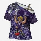 Personalized Freo Football Mascot Cross Shoulder Shirt Aboriginal Dot Art Style Vibrant Indigenous Pattern Design