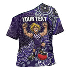 Personalized Freo Football Mascot Cross Shoulder Shirt Aboriginal Dot Art Style Vibrant Indigenous Pattern Design