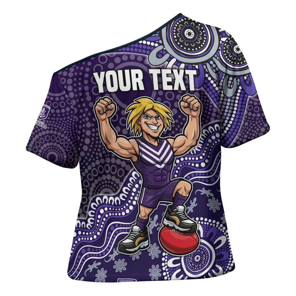Personalized Freo Football Mascot Cross Shoulder Shirt Aboriginal Dot Art Style Vibrant Indigenous Pattern Design