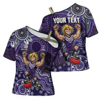 Personalized Freo Football Mascot Cross Shoulder Shirt Aboriginal Dot Art Style Vibrant Indigenous Pattern Design