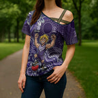 Personalized Freo Football Mascot Cross Shoulder Shirt Aboriginal Dot Art Style Vibrant Indigenous Pattern Design