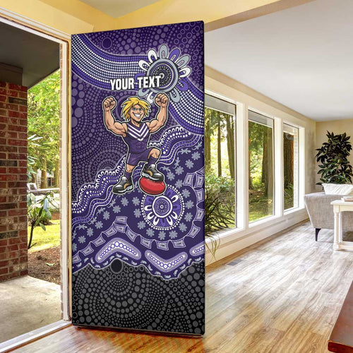 Personalized Freo Football Mascot Door Cover Aboriginal Dot Art Style Vibrant Indigenous Pattern Design