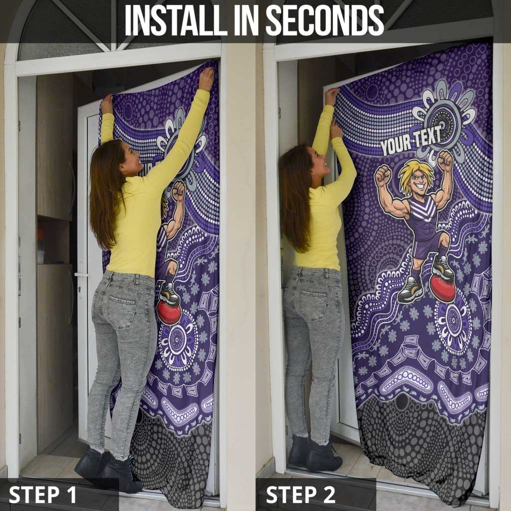 Personalized Freo Football Mascot Door Cover Aboriginal Dot Art Style Vibrant Indigenous Pattern Design