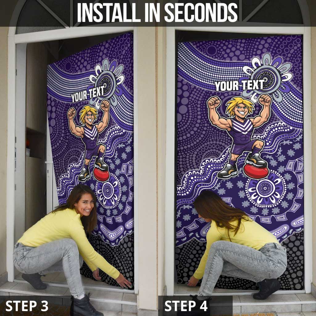 Personalized Freo Football Mascot Door Cover Aboriginal Dot Art Style Vibrant Indigenous Pattern Design
