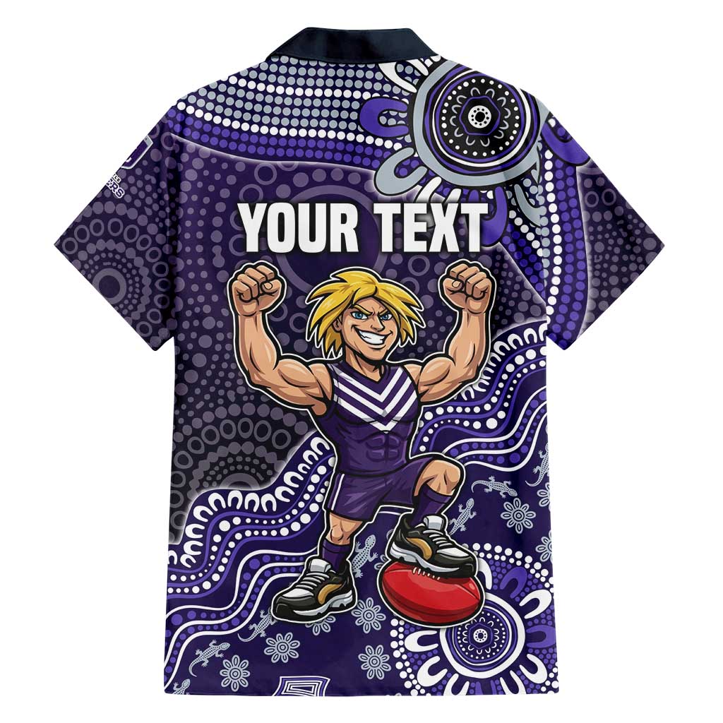 Personalized Freo Football Mascot Family Matching Mermaid Dress and Hawaiian Shirt Aboriginal Dot Art Style Vibrant Indigenous Pattern Design