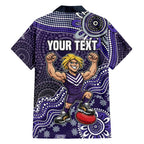 Personalized Freo Football Mascot Family Matching Mermaid Dress and Hawaiian Shirt Aboriginal Dot Art Style Vibrant Indigenous Pattern Design