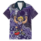 Personalized Freo Football Mascot Family Matching Off Shoulder Short Dress and Hawaiian Shirt Aboriginal Dot Art Style Vibrant Indigenous Pattern Design