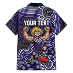 Personalized Freo Football Mascot Family Matching Puletasi and Hawaiian Shirt Aboriginal Dot Art Style Vibrant Indigenous Pattern Design