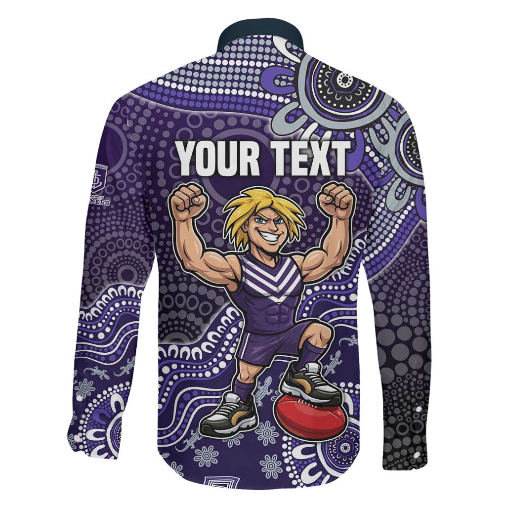 Personalized Freo Football Mascot Family Matching Summer Maxi Dress and Hawaiian Shirt Aboriginal Dot Art Style Vibrant Indigenous Pattern Design