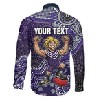 Personalized Freo Football Mascot Family Matching Summer Maxi Dress and Hawaiian Shirt Aboriginal Dot Art Style Vibrant Indigenous Pattern Design