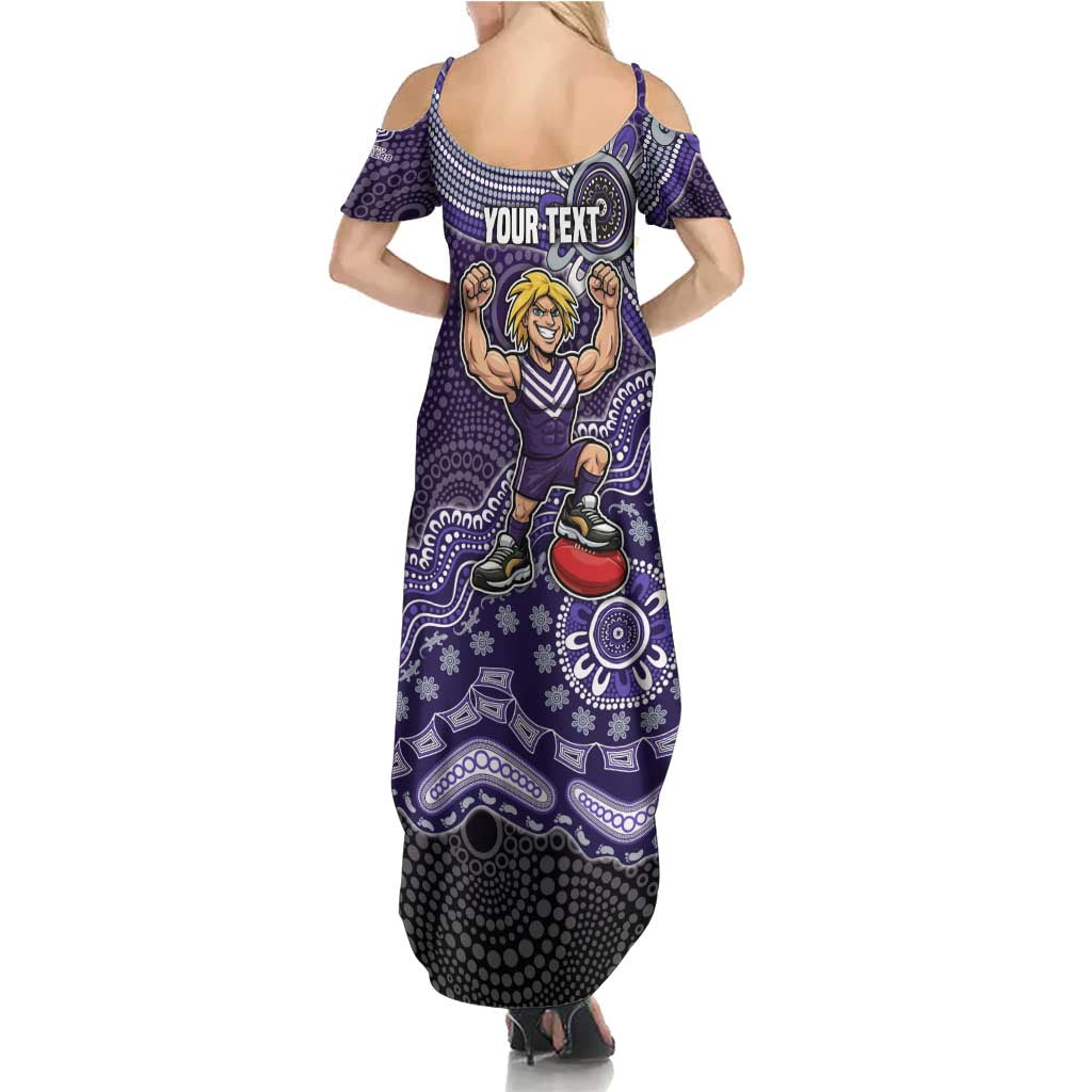 Personalized Freo Football Mascot Family Matching Summer Maxi Dress and Hawaiian Shirt Aboriginal Dot Art Style Vibrant Indigenous Pattern Design