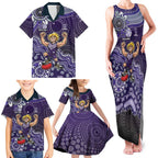 Personalized Freo Football Mascot Family Matching Tank Maxi Dress and Hawaiian Shirt Aboriginal Dot Art Style Vibrant Indigenous Pattern Design