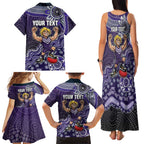 Personalized Freo Football Mascot Family Matching Tank Maxi Dress and Hawaiian Shirt Aboriginal Dot Art Style Vibrant Indigenous Pattern Design