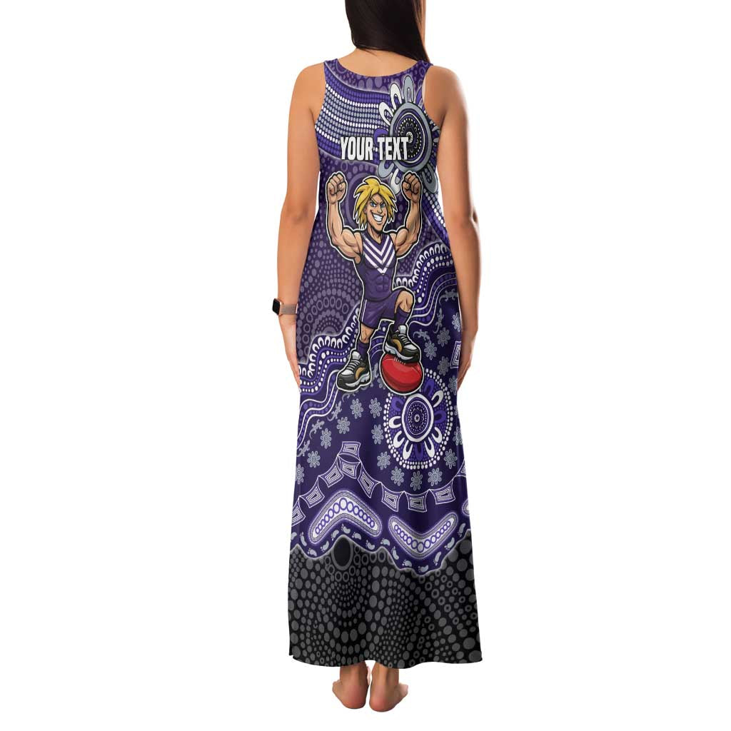 Personalized Freo Football Mascot Family Matching Tank Maxi Dress and Hawaiian Shirt Aboriginal Dot Art Style Vibrant Indigenous Pattern Design