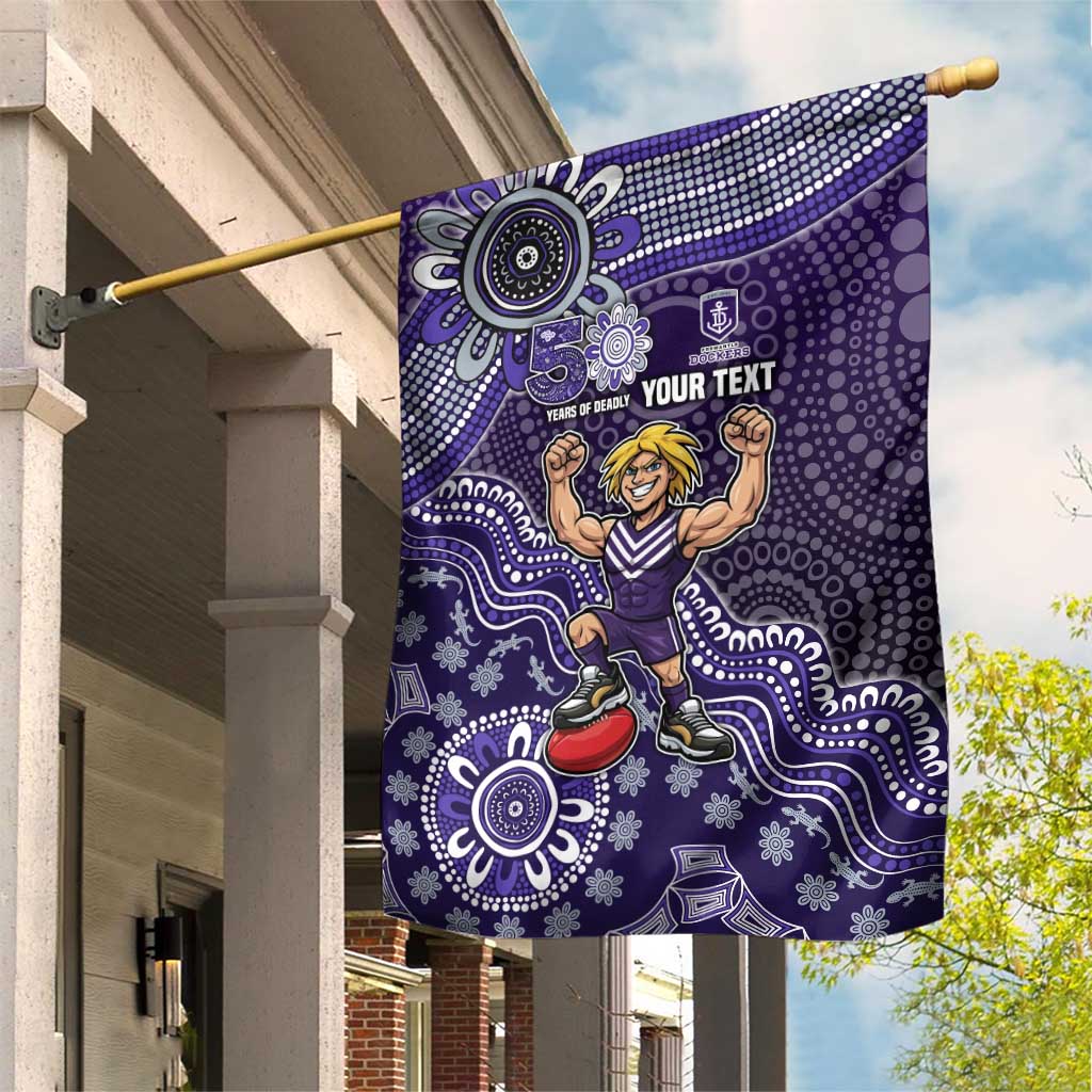 Personalized Freo Football Mascot Garden Flag Aboriginal Dot Art Style Vibrant Indigenous Pattern Design