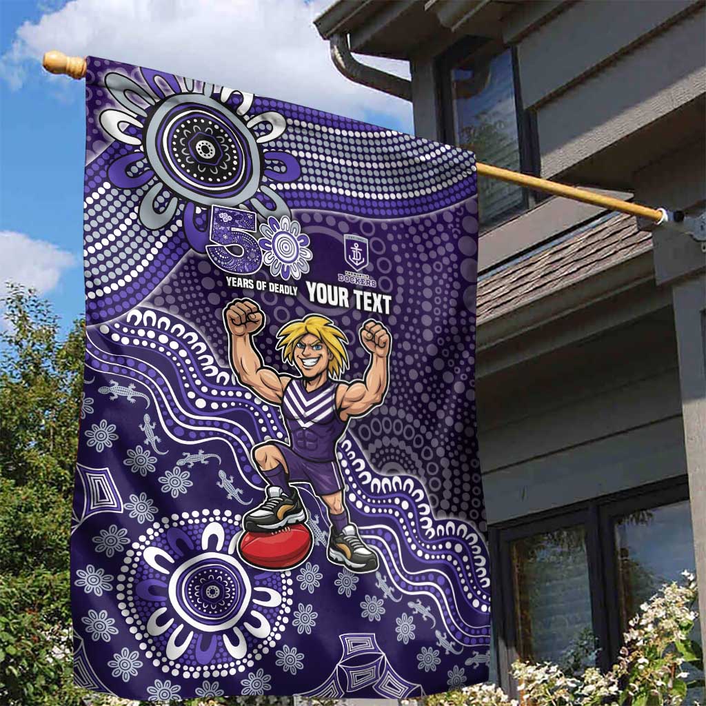 Personalized Freo Football Mascot Garden Flag Aboriginal Dot Art Style Vibrant Indigenous Pattern Design