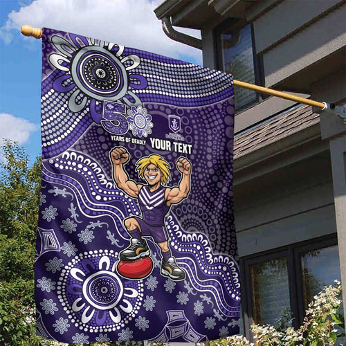 Personalized Freo Football Mascot Garden Flag Aboriginal Dot Art Style Vibrant Indigenous Pattern Design