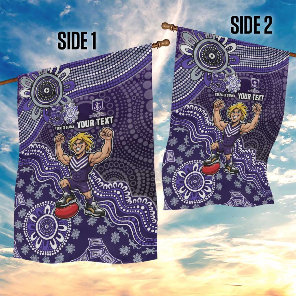 Personalized Freo Football Mascot Garden Flag Aboriginal Dot Art Style Vibrant Indigenous Pattern Design