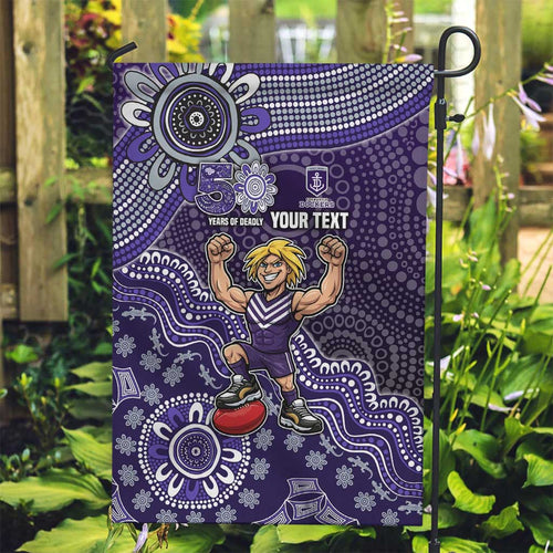 Personalized Freo Football Mascot Garden Flag Aboriginal Dot Art Style Vibrant Indigenous Pattern Design