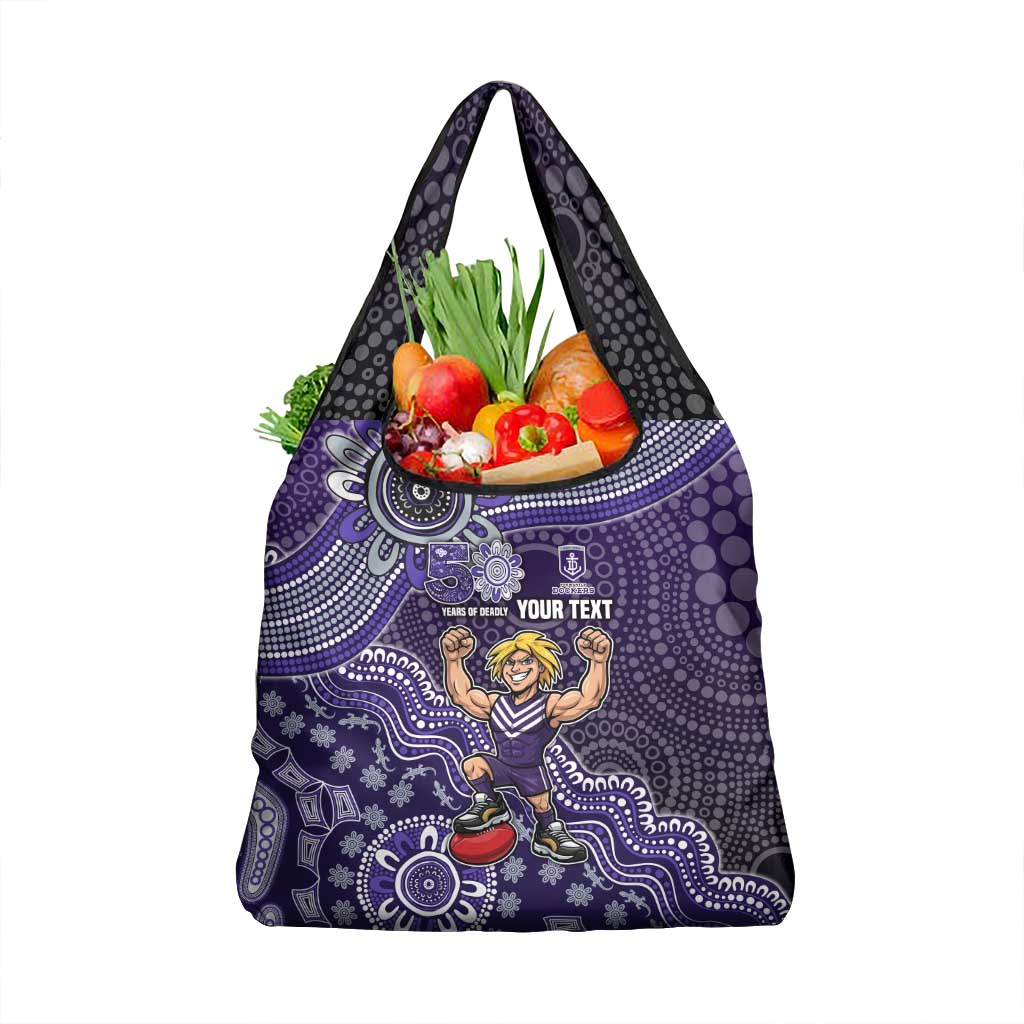 Personalized Freo Football Mascot Grocery Bag Aboriginal Dot Art Style Vibrant Indigenous Pattern Design