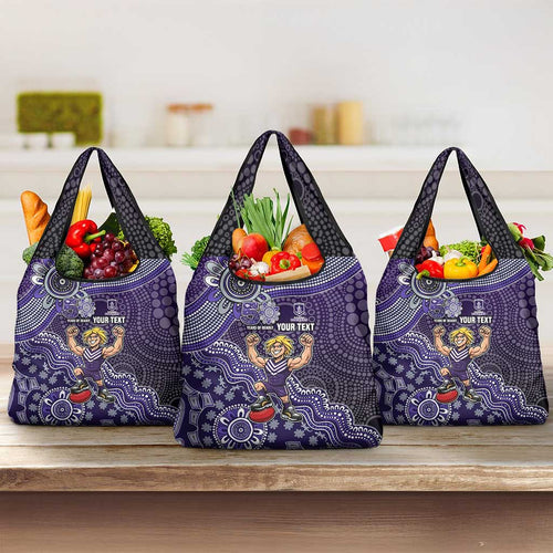 Personalized Freo Football Mascot Grocery Bag Aboriginal Dot Art Style Vibrant Indigenous Pattern Design