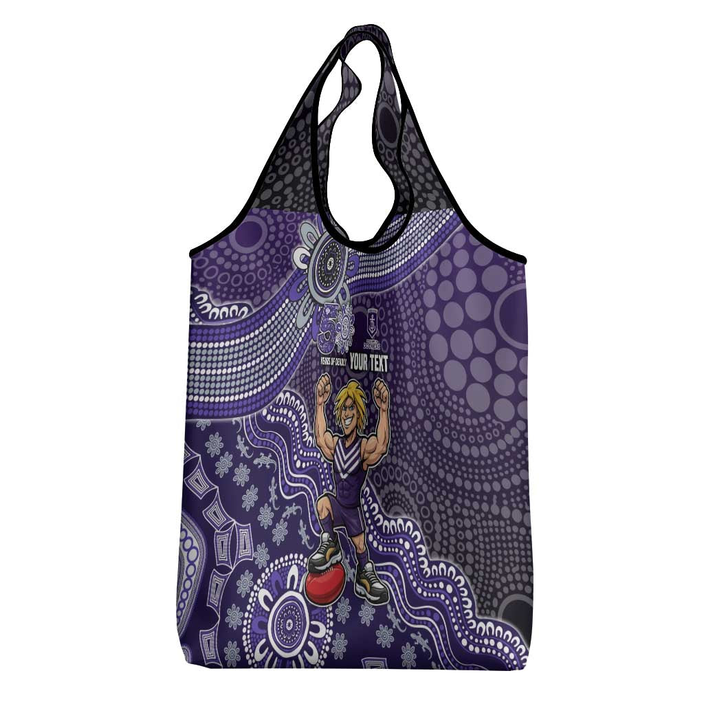 Personalized Freo Football Mascot Grocery Bag Aboriginal Dot Art Style Vibrant Indigenous Pattern Design