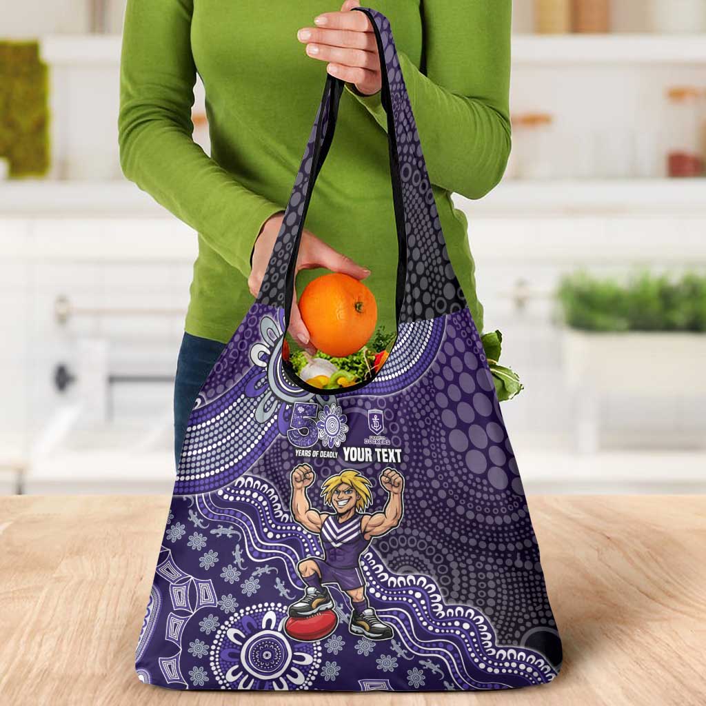 Personalized Freo Football Mascot Grocery Bag Aboriginal Dot Art Style Vibrant Indigenous Pattern Design