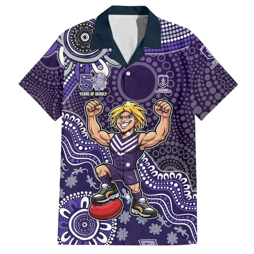 Personalized Freo Football Mascot Hawaiian Shirt Aboriginal Dot Art Style Vibrant Indigenous Pattern Design