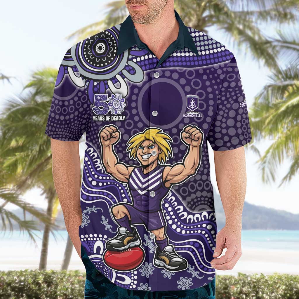 Personalized Freo Football Mascot Hawaiian Shirt Aboriginal Dot Art Style Vibrant Indigenous Pattern Design