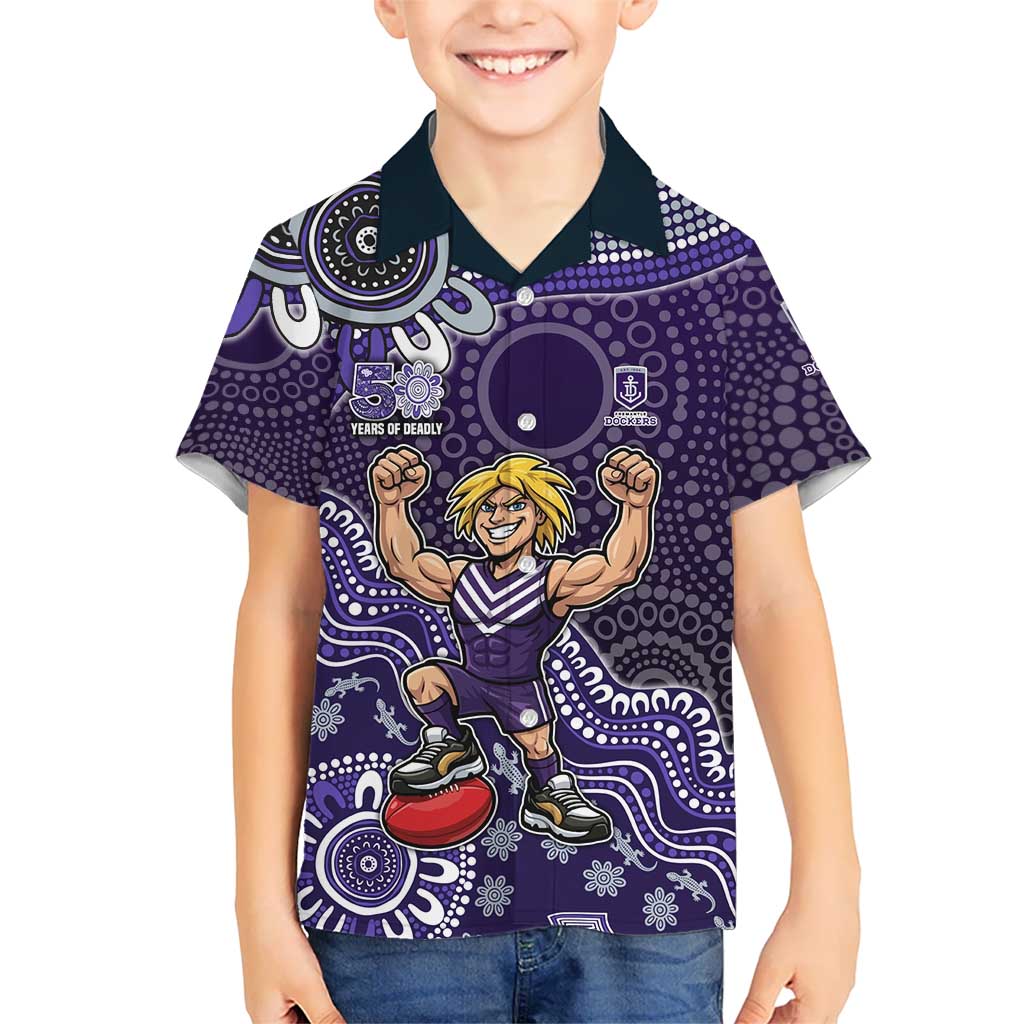 Personalized Freo Football Mascot Hawaiian Shirt Aboriginal Dot Art Style Vibrant Indigenous Pattern Design